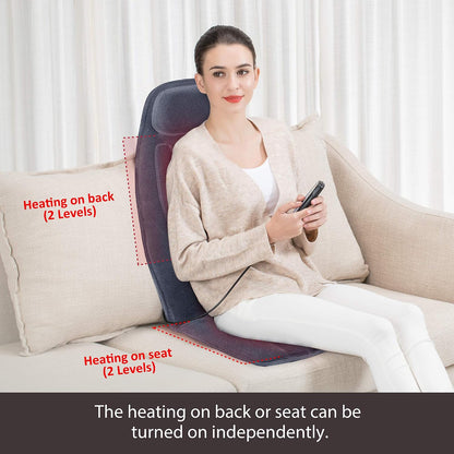 Snailax Massage Seat Cushion with Heat - Extra Memory Foam Support Pad in Neck and Lumbar,10 Vibration Massage Motors, 2 Heat Levels, Back Massager Chair Pad for Back | 【Gift for Men Women】10 Vibration Motors, 5 Massage Modes, Adjustable 3 Intensity,