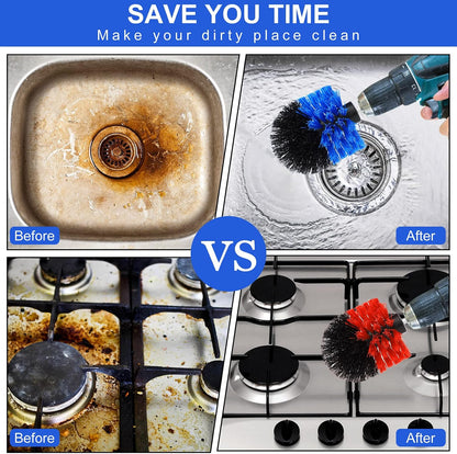 Drill Brush Nylon Drill Brush Attachment Electric Power Scrubber Scrub Brush Multi Purpose Cleaning Supplies for Drill Bathroom Surfaces Tub Grout Shower Kitchen Tile Auto Car (Multicolor, 6 Pcs)