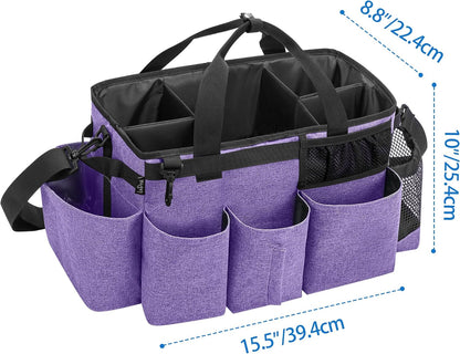 LoDrid Wearable Cleaning Caddy Bag with 4 Foldable Dividers, Black | Cleaning Supply Organizer with Shoulder Strap and Side Handles for Cleaners & Housekeepers
