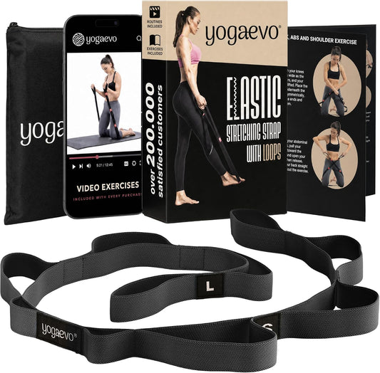 YogaEVO Elastic Stretching Strap with Loops for Physical Therapy