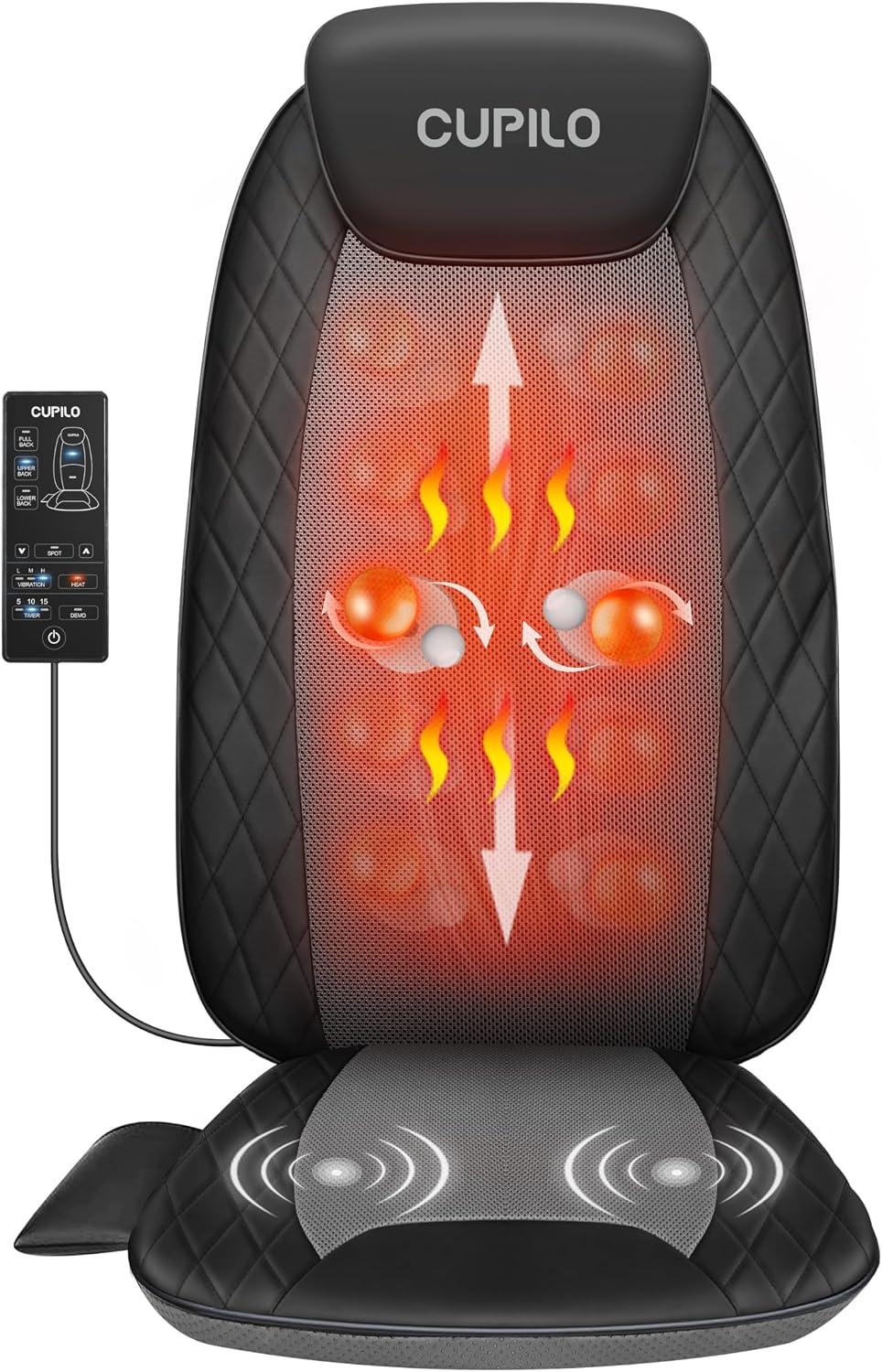 Back Massager with Heat, Massage Chair Pad with 5 Vibrating Modes, 2 Heat Levels Electric Massage Seat Cushion, Massage Pad for Back Pain Relief, Birthday Gifts for Men Husband Him Dad Mom Her