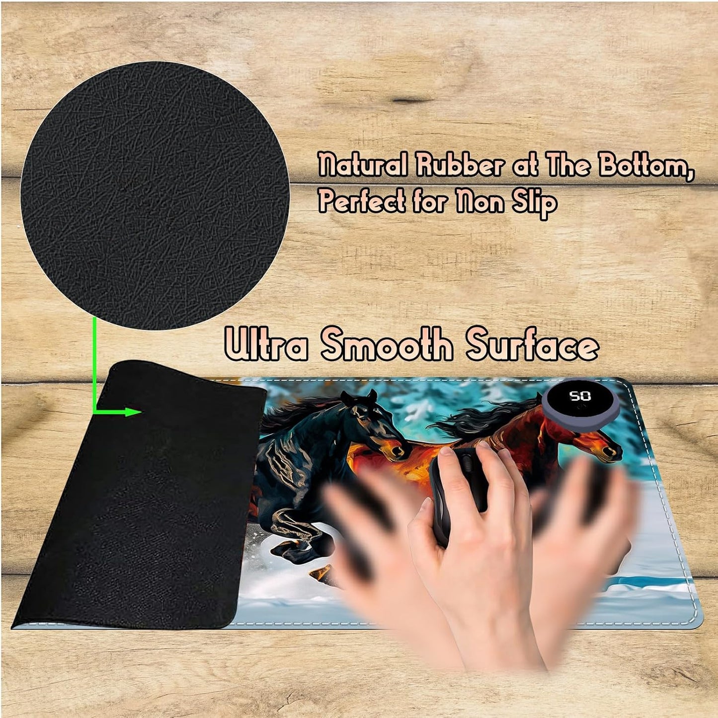 Heated Desk Pad Heated Large Mouse Pad, Electric Quickly Warm Desk Mat with 3 Levels Heating 3 Hours Auto Shut-Off, 31.5" x 13" Warm Gaming Mousepad Hand Foot Warmer, Baby Elephant