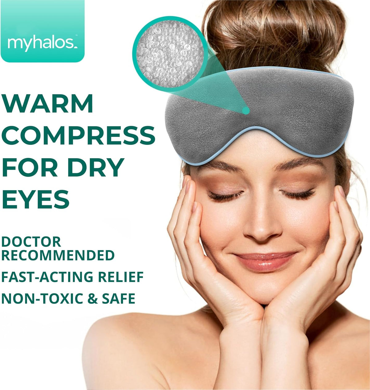 MyHalos Heated Eye Mask, Warm Compress for Dry Eyes, Blepharitis & MGD