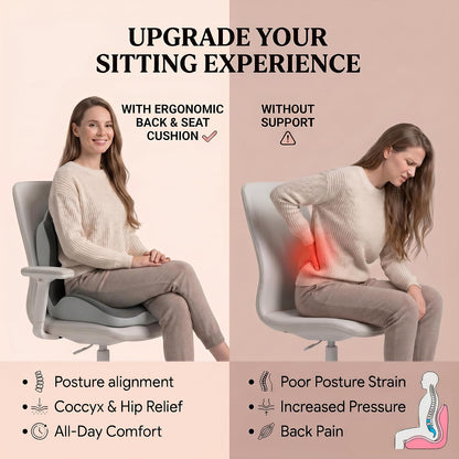 Ergonomic Seat Memory Foam Support Cushion for Back, Car Seat Back Support Cushion for Sciatica Tailbone Pain, Office Desk Chair Car Travel Seat Cushion (Pink)