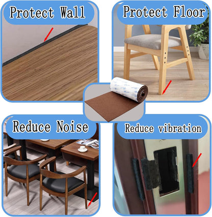 Cuttable Felt Furniture Pads with Sticky Backing,40x4 inch Self Adhesive Felt Sheets,Heavy Duty Felts Strip Roll Felts Tape Protect Hardwood Floors No Scratches No Noise