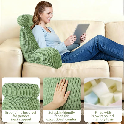 Reading Pillow for Bed, Back Rest Bed Pillow for Sitting Up(Green,Standard) | Back Support Pillows for Bed Sitting Up with a Cylindrical Pillow and Lumbar Pillow, Sitting Pillow for Bed Chair Pillow,18in