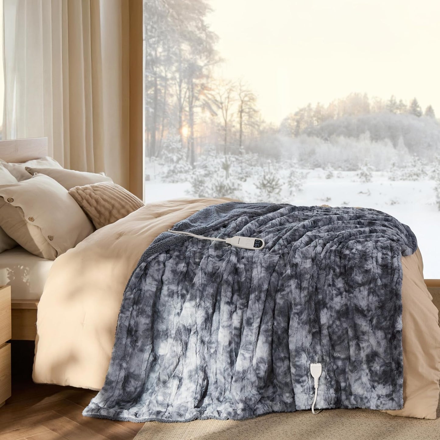 Bedsure Heated Blanket Throw Blanket with Preheat Function - Fast Heating Electric Blanket, Soft Flannel Throw with 6 Time Settings(Up to 10H), 6 Heating Settings, Gifts for Grandma (50"x60", Grey)