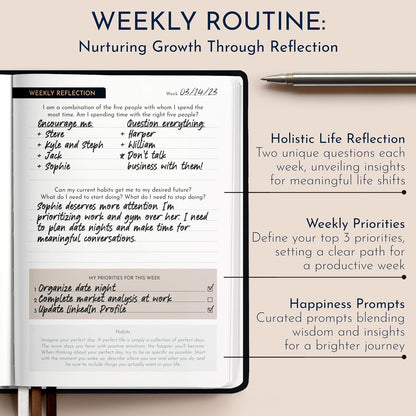 Gratitude Journal for Men, 6-Month Guided Daily Prompts, Fabric Hardcover