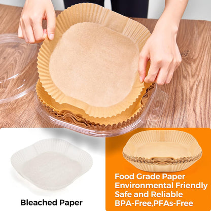 125Pcs 8 Inch Square Air Fryer Liners Disposable for 5-8QT, Parchment Paper | Non-Stick, Unbleached Food Grade, Waterproof Oilproof Baking Airfryer Sheets Papers for Oven, Microwave, Baking, Roasting