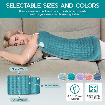 Heating Pad for Period Cramps, Heating Pad for Back/Neck/Shoulder Muscle Pain, 6 Heating&4 Timer Setting, Auto Shut Off, Dry/Moist Heat & Machine Washable, Gray Birthday Christmas Gifts for Women Mom