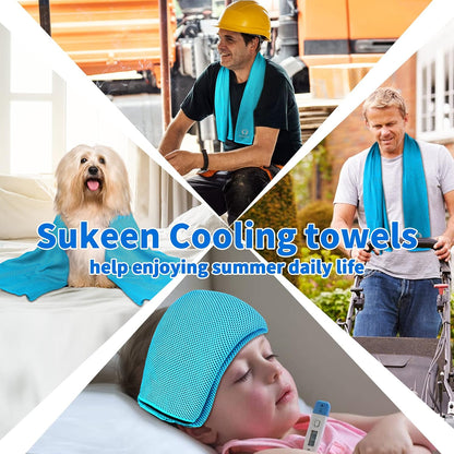 Sukeen 4 Pack Cooling Towels (40"x12") for Neck and Face Instant Cooling | Stay Cool in Hot Weather,Versatility,Soft,Breathable,Durability for Sports,Outdoor activities,Summer works in heat