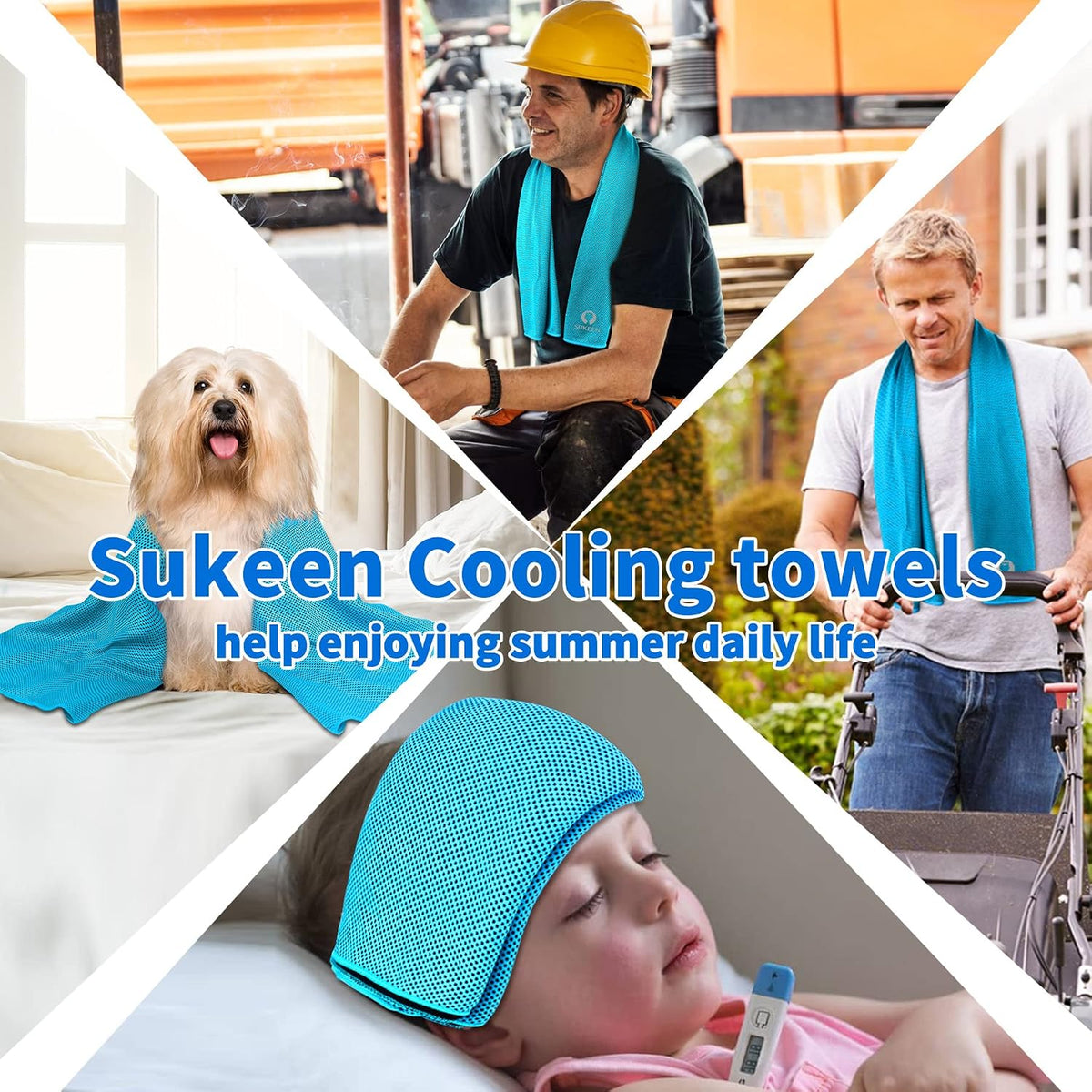 Sukeen 4 Pack Cooling Towels (40"x12") for Neck and Face Instant Cooling