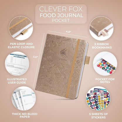 Clever Fox Food Journal for Women & Men, Weight Loss Tracker, Aquamarine