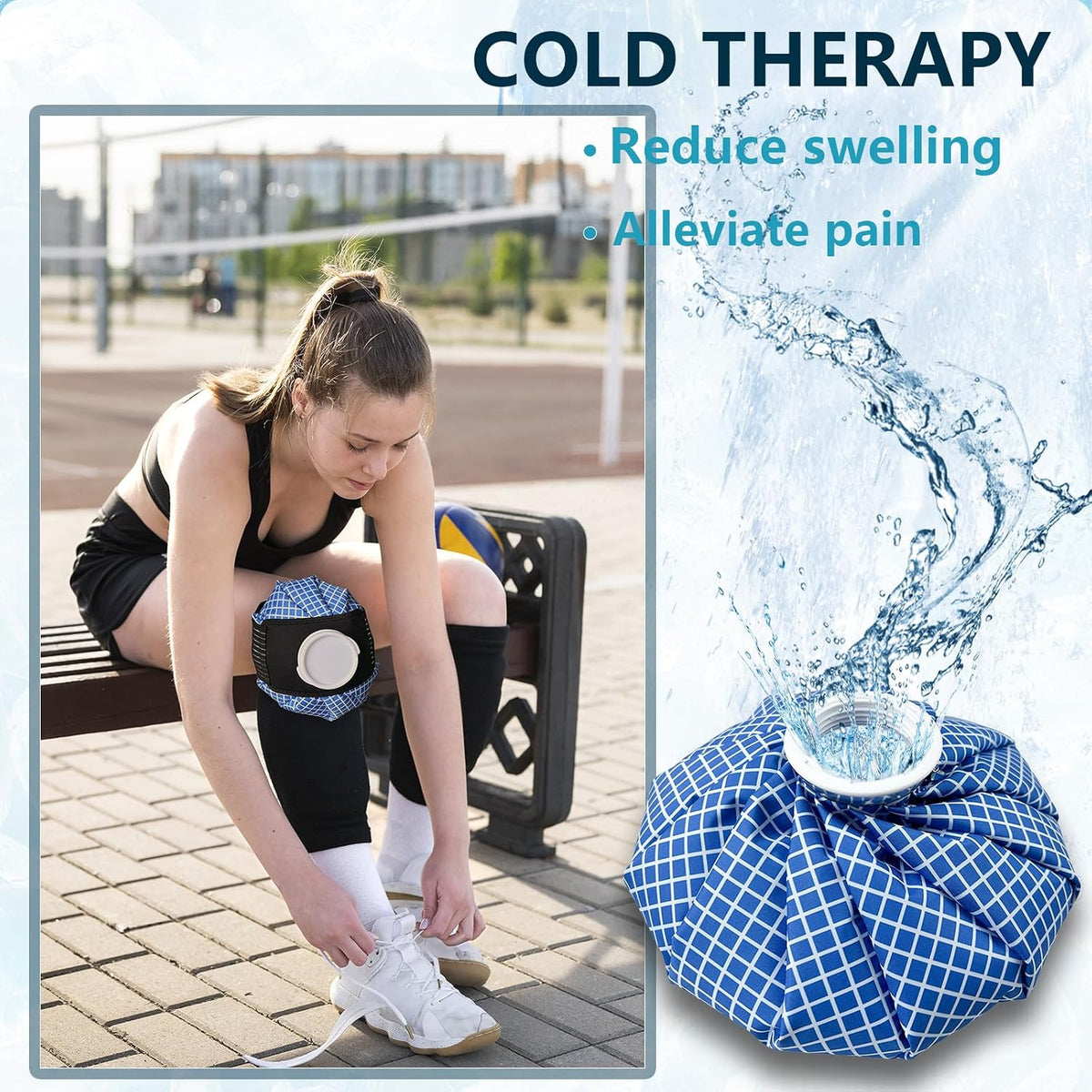 Ice Bags for Injuries, Classic No-Leak Elastic Breathable Ice Pack, Cold and Heat Treatment Ice Bag, Can Relieve Headaches, Migraines, Sports Injuries Swelling Pain, 3 Sizes (6"/9"/11") (4 Sets)