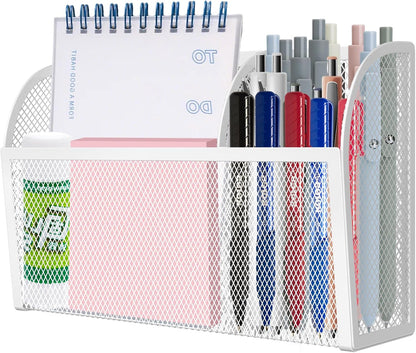 Magnetic Pencil Holder-Magnetic Basket for Fridge 3-Grid Mesh Magnetic Pen Holder for Refrigerator, Extra Strong Magnets Mesh Marker Holder Locker Accessories Organizer for Whiteboard
