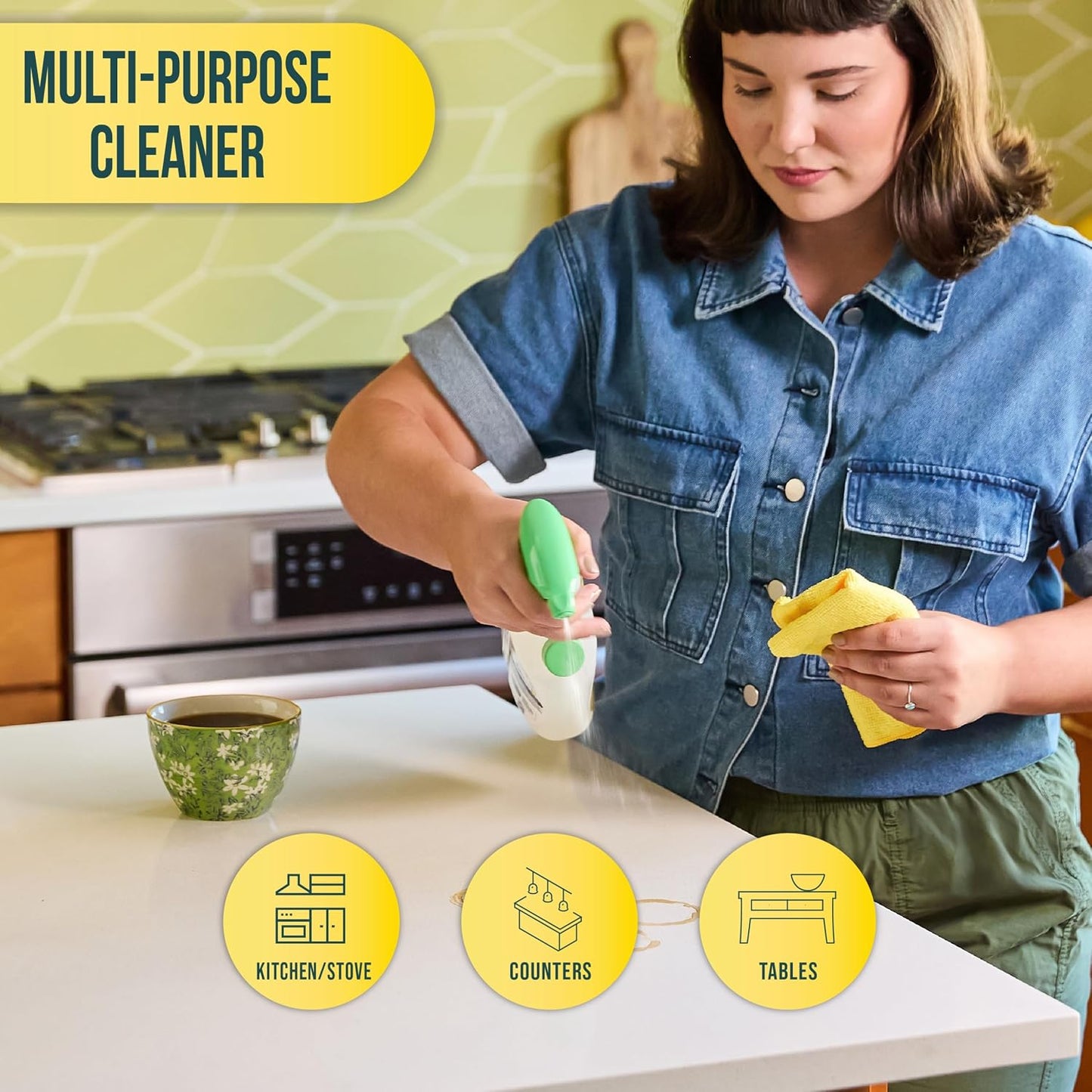 Mean Green Refillable Ultra Powered Multi-Purpose Cleaner Concentrate, Citrus & Green Tea, 14.3 fl oz – Plant & Mineral Based, Cuts Through Grease & Grime, Refillable Bottle Makes 4X Refills