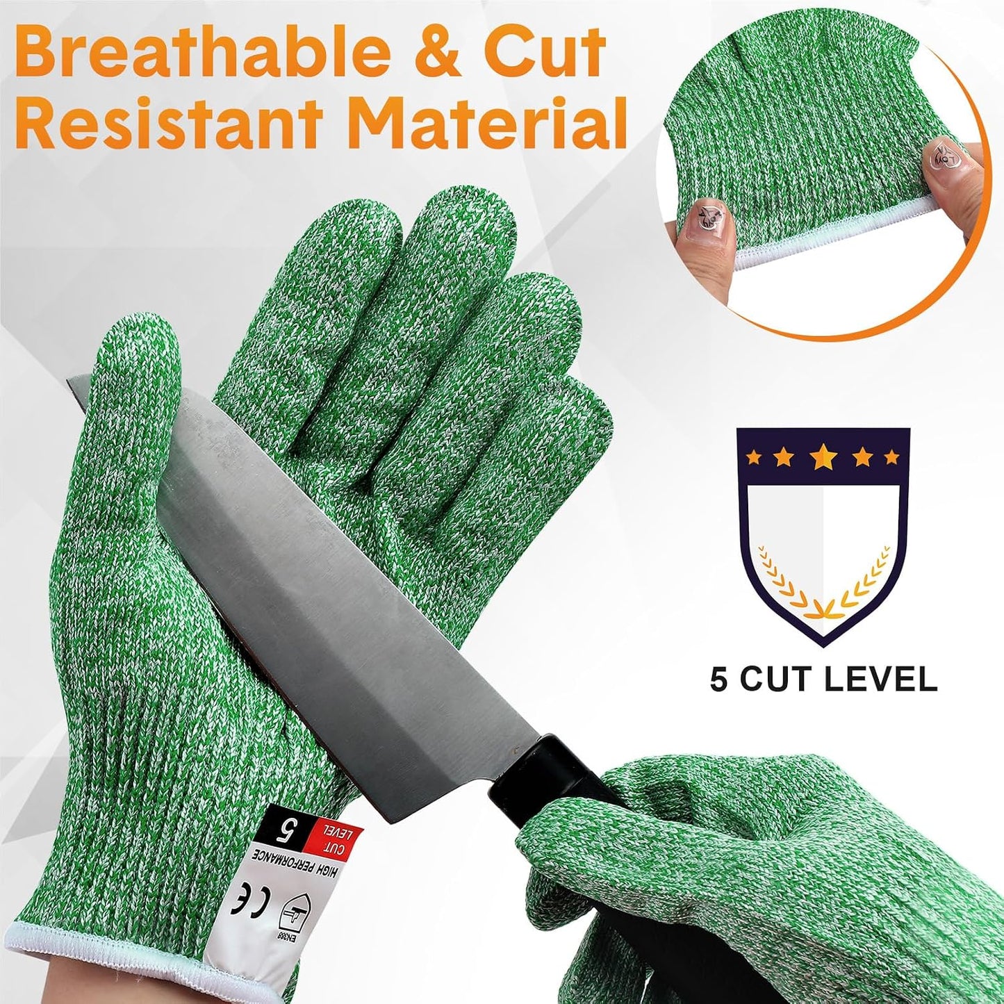 12 Pairs Cut Resistant Gloves Level 5 Protection Safety Cutting Kitchen Cuts Gloves for Chefs Garden