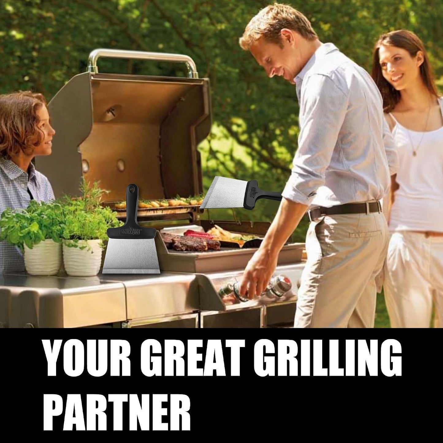 GRILLART Griddle Cleaning Kit for Blackstone, Griddle Accessories Kit | One Set for All, with High-Density Grill Stone, Thicker Griddle Scraper, Better Control Handle, For Revome Rust & Daily Clean