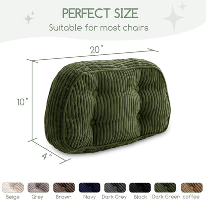 HIGOGOGO Lumbar Support Pillow for Recliner Chair/Accent Chair/Couch/Office Chair, Tufted Corduroy Back Support Cushion for Elderly, Recliner Cushions for Back Rest, Pain Relief, Reading, Dark Grey