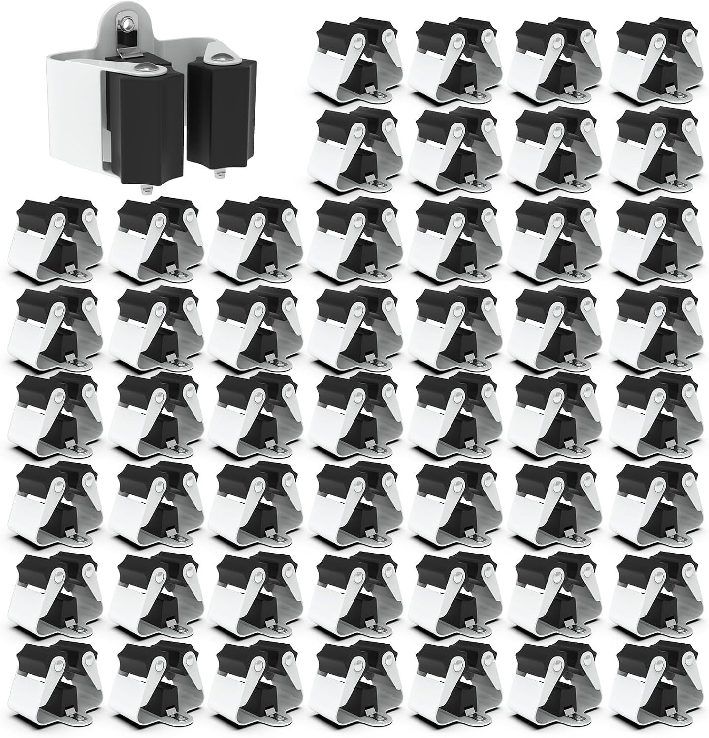 3-H Broom Holder Wall Mount 12 Pack, Heavy Duty Stainless Steel Mop and Broom Organizer Clips, Strong Grip Wall Mount Holders for Garage, Garden, Laundry Room & Utility Closet, Black