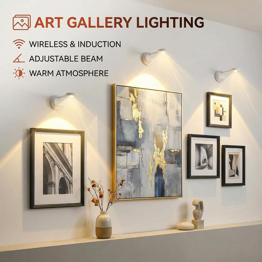 Motion Sensor Wall Light, LED Wall Sconce with Adjustable Angle, USB Rechargeable, Dimmable with 3 Colors, Magnetic Wall Mounted for Bedside, Hallway, Artwork