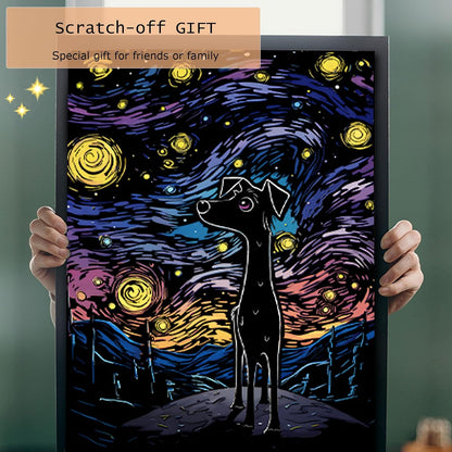 Luminous Scratch Paper Art Kit for Adults, 16x11.2in (Black Cat&Dog) | Rainbow Paper Art Scratch Kit, Mindful Meditation Craft for Adults, Stress Relief Activity, Screen Free&Creative Home Decor