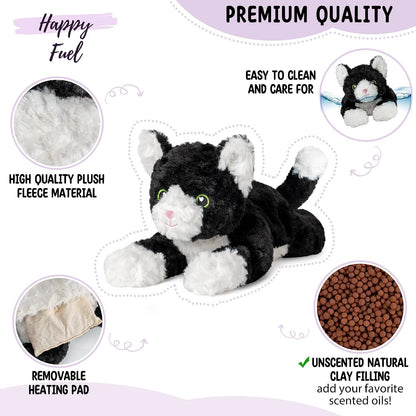 Bunny Microwavable & Weighted Stuffed Animals - 1.5 Lbs Unscented Heating Pad for Period Cramps Pain Relief and Anxiety, Cute Bunny Plush Toys Gifts for Women Girls Adults and Kids by Happy Fuel