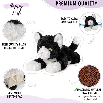 Bunny Microwavable & Weighted Stuffed Animals - 1.5 Lbs Unscented Heating Pad for Period Cramps Pain Relief and Anxiety, Cute Bunny Plush Toys Gifts for Women Girls Adults and Kids by Happy Fuel