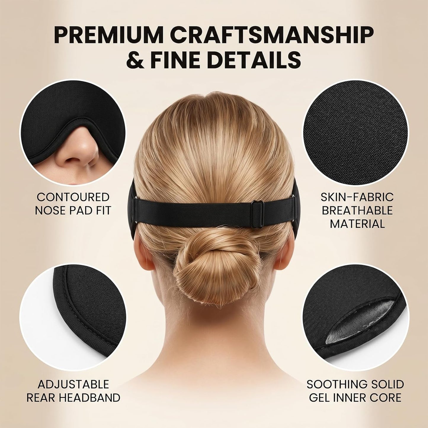 3D Cooling Gel Eye Mask for Migraines and Puffy Eyes, Cold/Heat Therapy for Dry Eyes and Sinus Pressure, 100% Blackout Sleep Mask for Side Sleepers, Adjustable Contoured Blindfold with Travel Pouch