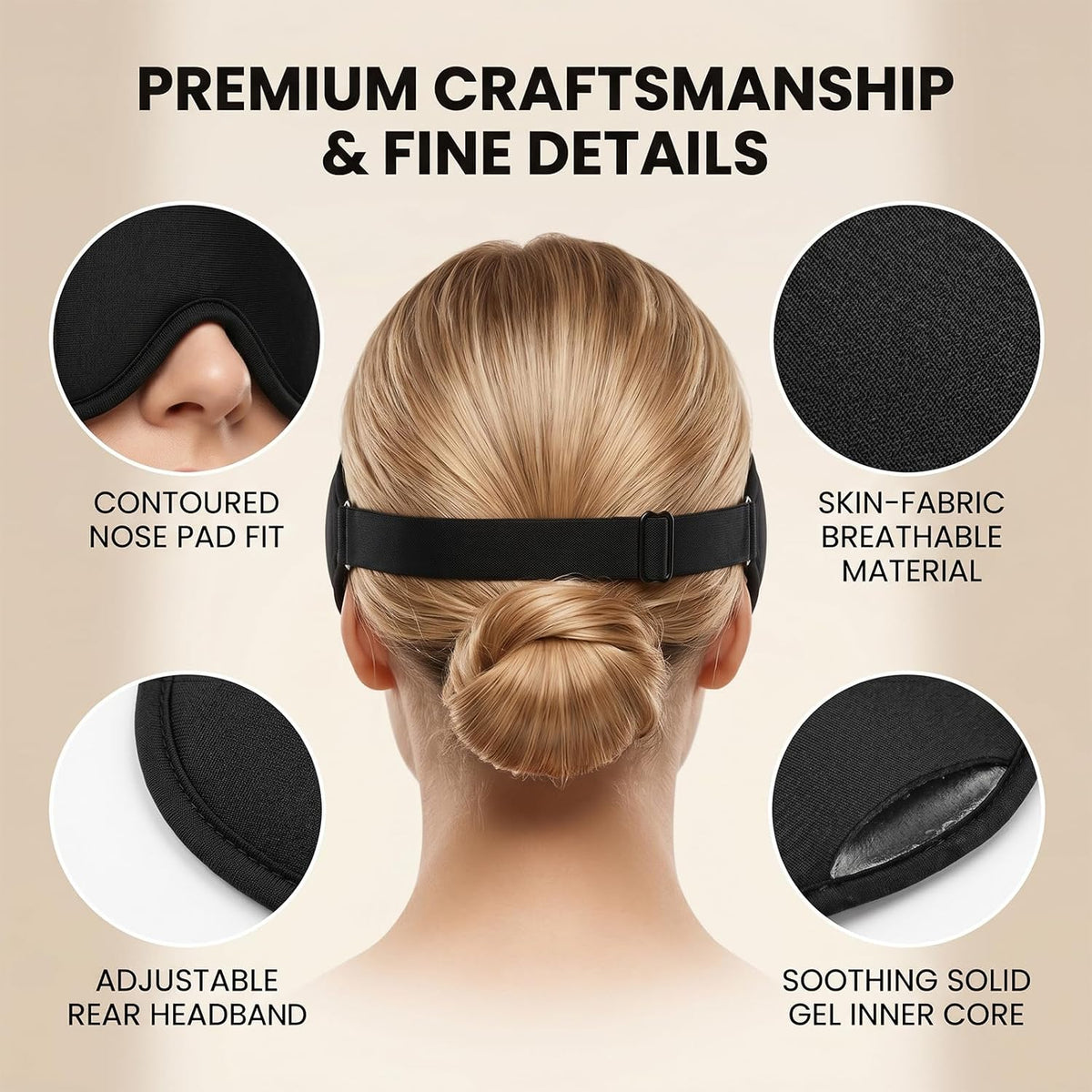 3D Cooling Gel Eye Mask for Migraines and Puffy Eyes, Cold/Heat Therapy for Dry Eyes and Sinus Pressure, 100% Blackout Sleep Mask for Side Sleepers, Adjustable Contoured Blindfold with Travel Pouch