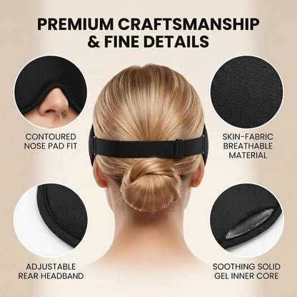 3D Cooling Gel Eye Mask for Migraines and Puffy Eyes, Cold/Heat Therapy for Dry Eyes and Sinus Pressure, 100% Blackout Sleep Mask for Side Sleepers, Adjustable Contoured Blindfold with Travel Pouch