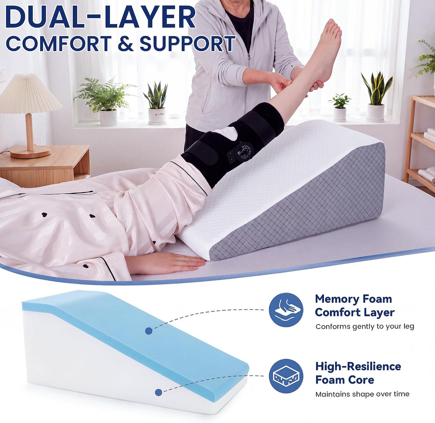 Knee Elevation Pillow Post Surgery Knee Replacement | for Knee Replacement Pillow, Wedge Pillow, Knee Pillow, Leg Elevation Pillow,leg Lift, Knee Surgery Must Haves