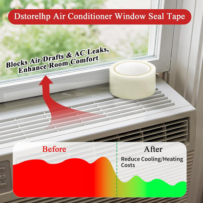 Dstorelhp Clear Window Sealing Tape, 2'' X 66FT, Window AC Insulation Tape | Waterproof, Window Air Conditioner Sealing Tape, Blocker for Cold Heat Air, No Residue, Energy Efficient
