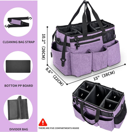 IBVIVIC Wearable Cleaning Caddy Bag for Cleaning Supplies, Black | Cleaning Organizer Tote Bag with Handle & Shoulder Straps Kitchen Cleaning Supplies Storage Bag for Cleaners & Housekeepers