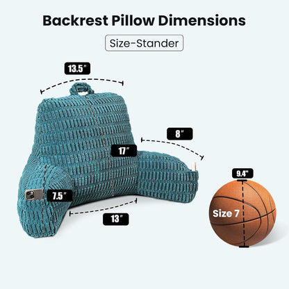 Reading Pillow with Arms for Sitting in Bed,Backrest,White Flannel,M | 17" Backrest Supports Back for College Students,Elbows & Forearms for Dorm Reading,Gaming,Watching TV