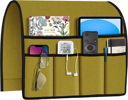 Joywell Remote Caddy Couch Remote Control Holder for Recliner Sofa Armrest Organizer Non Slip Arm Chair Caddie with 6 Pocket Storage for Magazine, Tablet, Phone, iPad, Black