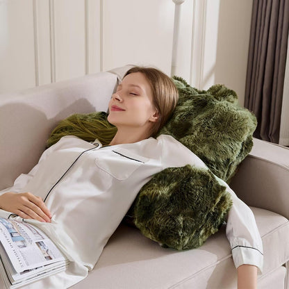 Reading Pillows for Boyfriend Adult,Velvet Back Pillow Bed Wedge Large, Back Rest Support Cushion for Sitting Up in Bed/Couch for Bedrest 18inch-Sage Green Grid Print
