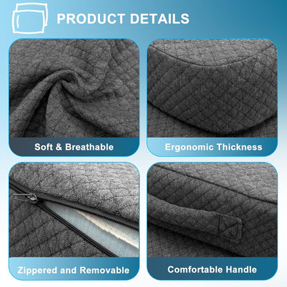 Knee Pillow for Side Sleepers, 100% Memory Foam Filling Leg Pillow for Side Sleeping, 4" Height Leg Pillow for Relieving Leg, Back, and Knee Pain Breathable & Pressure-Relieving Support - 18"x30"x4"