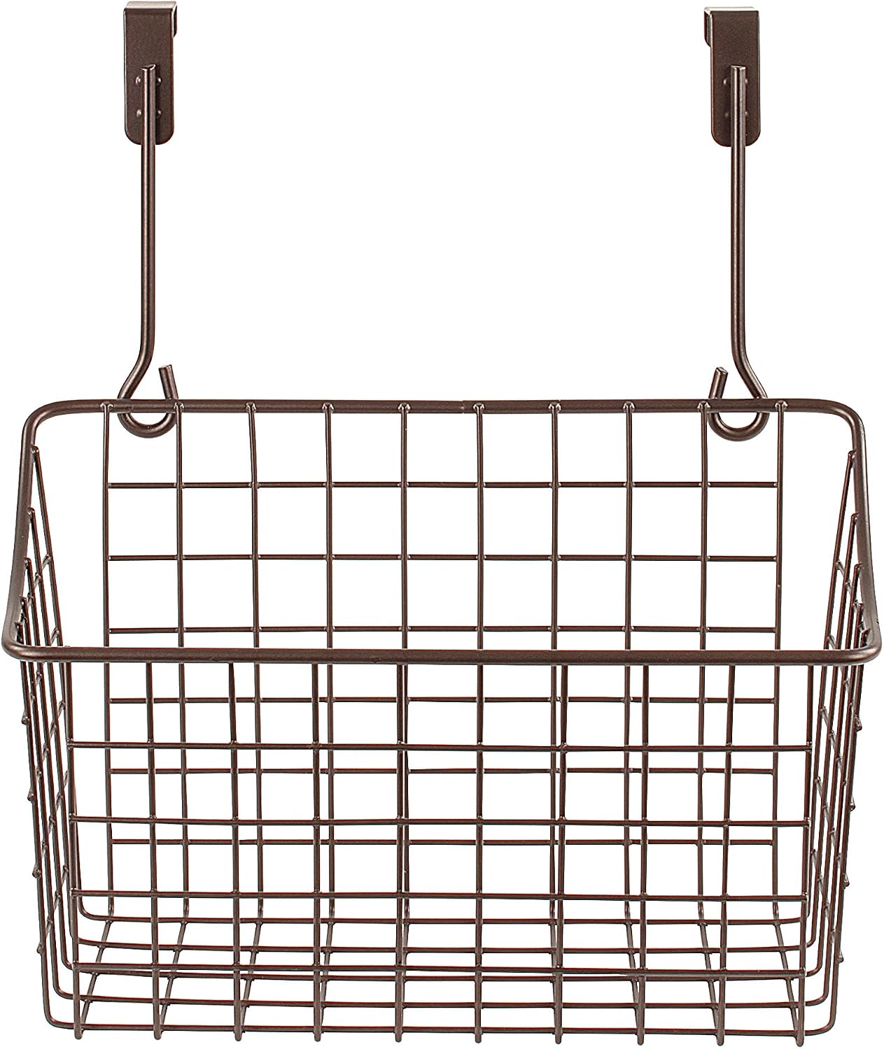 Spectrum Hanging Baskets for Organizing (Large, Satin Nickel) - Grid Over the Cabinet Wire Basket for Kitchen or Bathroom - Door Hanging Storage Organizer for Cleaning Supplies, Washcloths, & Towels