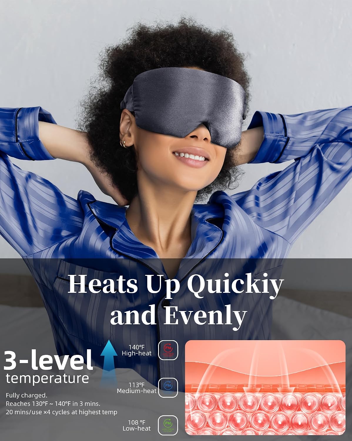 Heated Eye Mask for Dry Eyes - Silk Cordless Warm Eye Compress Moist Heat