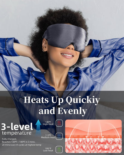 Heated Eye Mask for Dry Eyes - Silk Cordless Warm Eye Compress Moist Heat