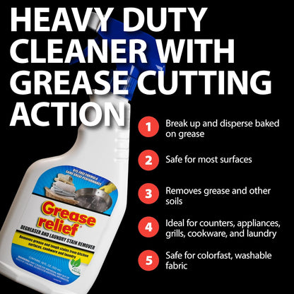 Degreaser and Laundry Stain Remover (18 Oz.) - Heavy Duty Kitchen Cleaner Spray/Non Toxic Formula/All Purpose Degreaser for Stove Top, Oven, Grill, Car, Soil & Cloth Stains (524919)