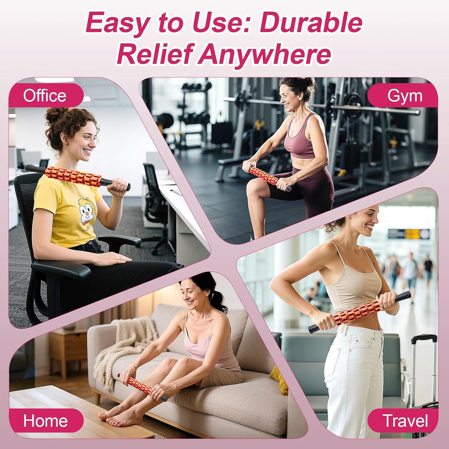 Massage Roller, Muscle Roller Stick, Therapy Roller Stick for Legs, Calf, Thigh, Lipo Roller for Relief Muscles, Deep Tissue Massage Rolling Pin for Trigger Points, Help Sore Muscle Recovery