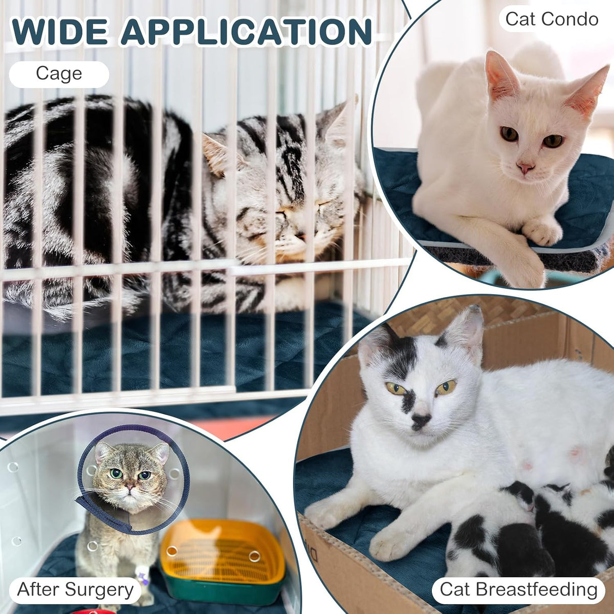 2 Pack Self Heating Cat Mat Self Warming Pet Pads Washable Kennel Mat Dog Crate Pad Reflects Body Heat Non Skid Cat Thermal Pads for Puppy Indoor Outdoor(Black,16 x 20 Inches)