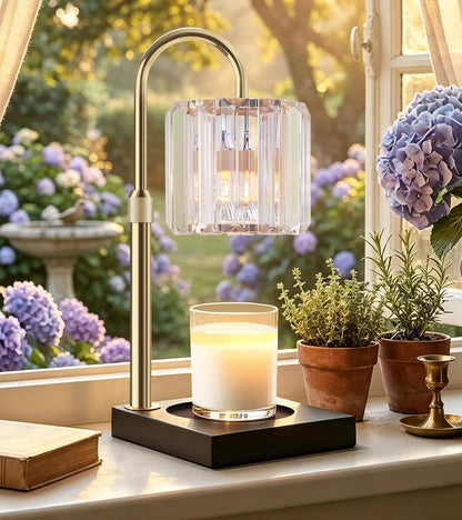 TigQiang Crystal Candle Warmer Lamp with Timer, Adjustable Height, Clear