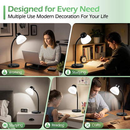 GyroVu Clip-On Desk Lamp, Eye-Care LED Reading Light, Adjustable Gooseneck, Anti-Tip Bedside Reading Light—Small Desk Lamps for Home Offices, College Dorm Rooms, and Bed Headboards (Black)