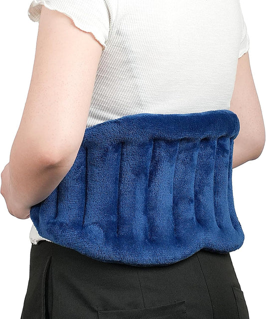 Microwave Heating Pad for Lower Back, Waist, Periods Cramps Pain Relief - Wearable Microwavable Heating Pads Heating Pad with Flax Seed for Hot & Cold Therapy, Unscented Heat Pack（Navy Blue）