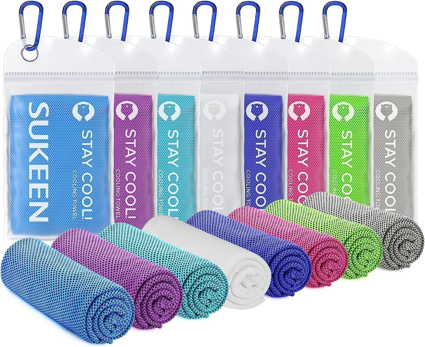 Sukeen Cooling Towels 6 Pack (40"x12"), Cooling Neck Wraps, Ice Towels, Microfiber Breathable Cooling Towel for Hot Weather, Sweat Towel for Gym, Sport, Running, Golf, Workout, Camping, Fitness