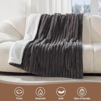 Westinghouse Heated Throw Blanket, 50"x60", Charcoal, ETL Certified