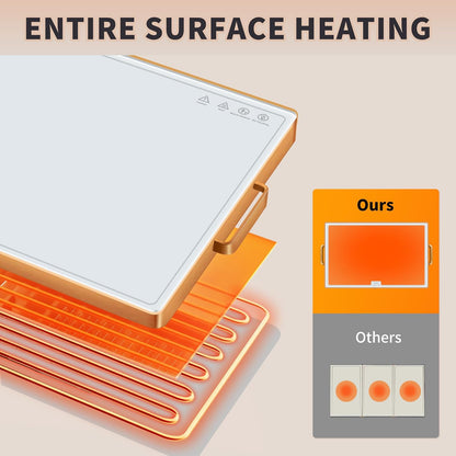 Warming Mat for Food,Extra Long 40"x12",Tempered Glass Warming Tray, Black